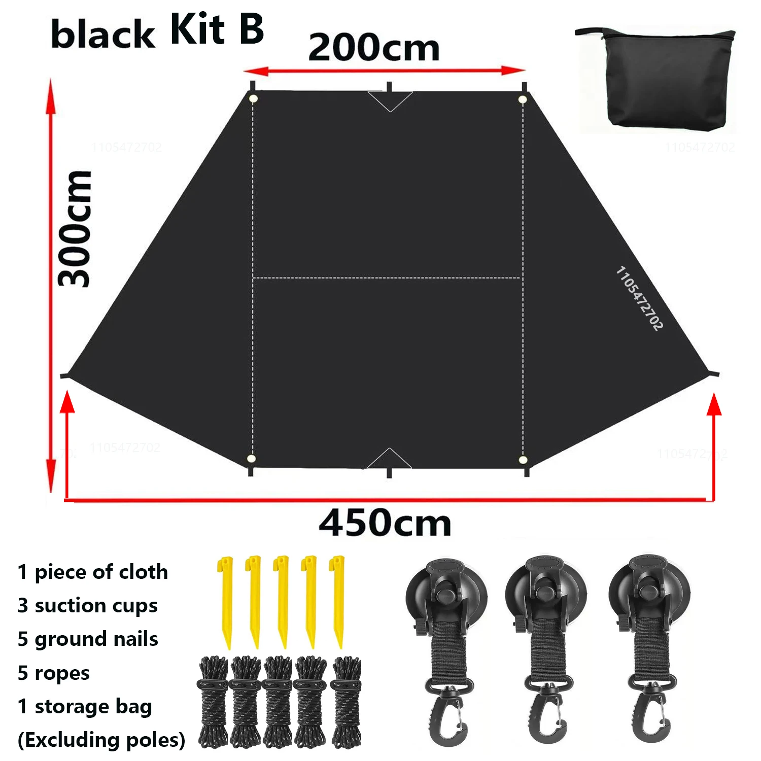 Sonnenschutz-Zelt für Auto-Seitenwand in Fledermausform, Silberbeschichtetes Wasserdichtes Tuch, Wasserdicht, für Outdoor-Camping, SUV-Box-Typ Auto-Heckabdeckung – Detail 18