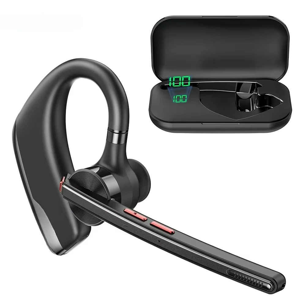 

QCC3040 V5.2 60 Hours Talking Time Built-In Microphone Bluetooth Headset Wireless Bluetooth Earpiece with 500mAh Charging Case