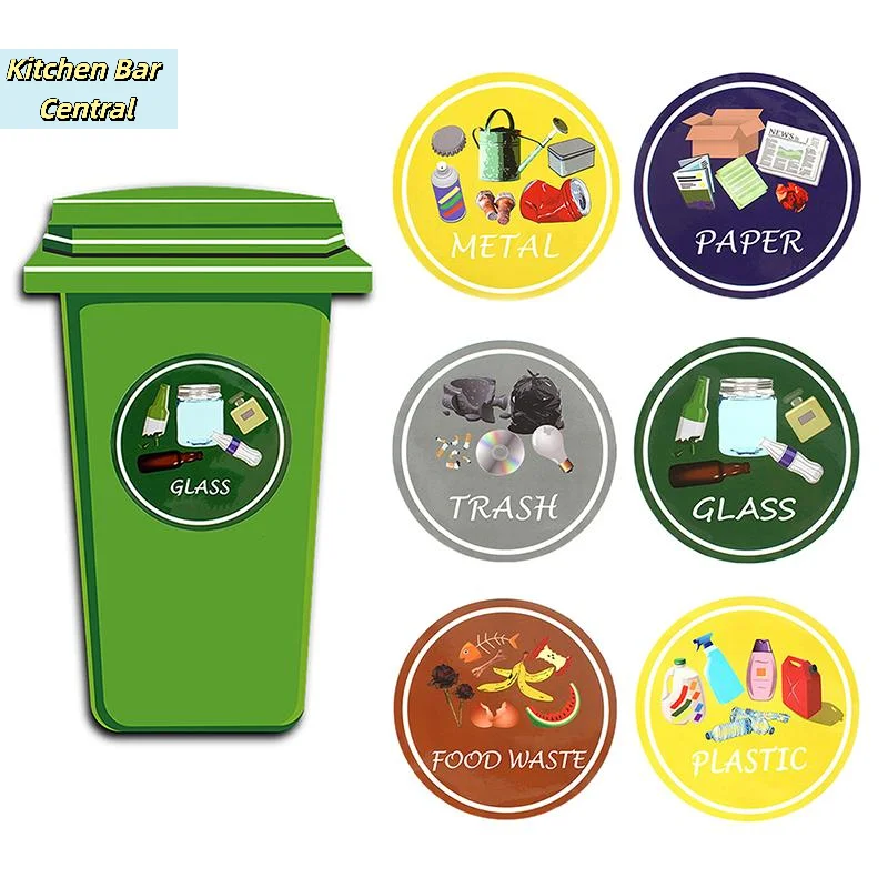 【5/6Pcs Recycling Trash Can Stickers Easy Garbage Classification Waterproof For Communities Schools Families Offices】
