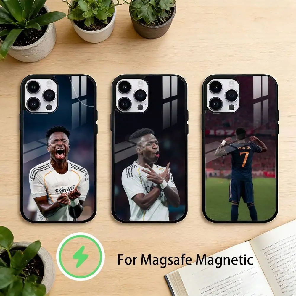

football player vini jr Phone Case For iPhone 17 16 15 14 13 12 Pro Max Plus for Mirror Wireless Magnetic Cover