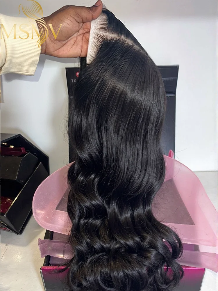 MSMV Body Wave 5x5 6x6 Glueless Closure Human Hair Wigs Brazilian Water Wave No Glue Human Hair Remy Wig Preplucked For Women