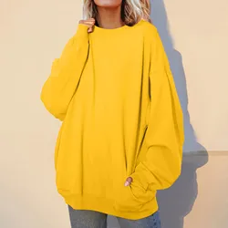 Fashion Winter Hoodies Sweatshirt Autumn Winter Long Sleeve Sweatshirts Oversized Women Solid Loose Pullover Casual Streetwear