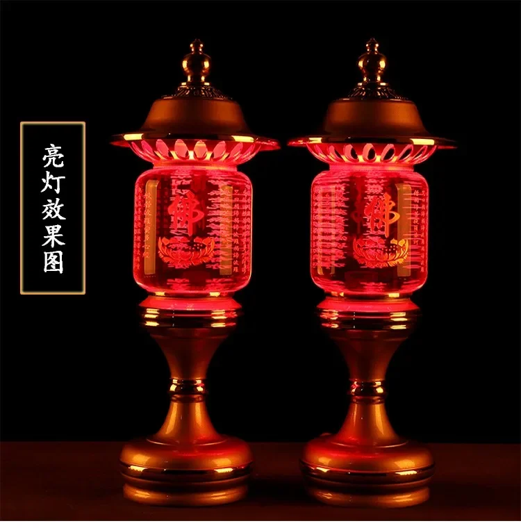 A Pair 2PCS Wholesale Buddhism supply HOME Shop temple altar Buddhist worship tool high grade crystal buddha Light  30cm tall