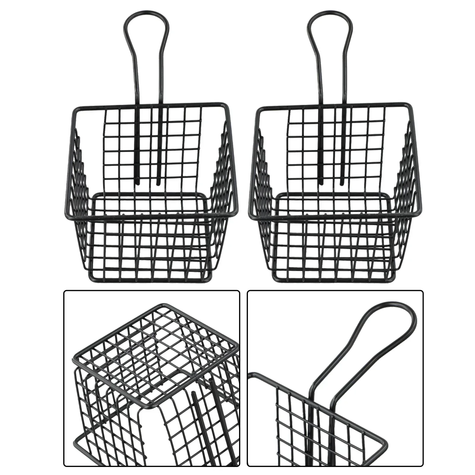 Portable Basket Food Bucket Party Serving Organizer Family Restaurant Use Fried Food Serving Iron Material For Home Use
