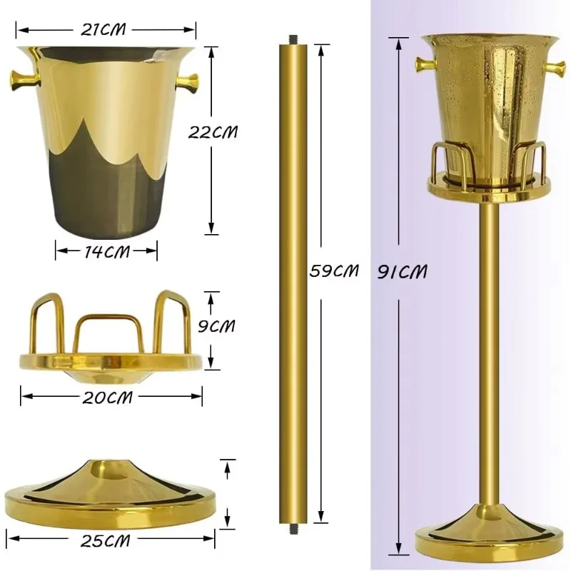 Wholesale Rectangle Gold Stainless Steel Party Ice Bucket, Suitable for Hotel Nightclub Buffet Wine Beer Refrigerated