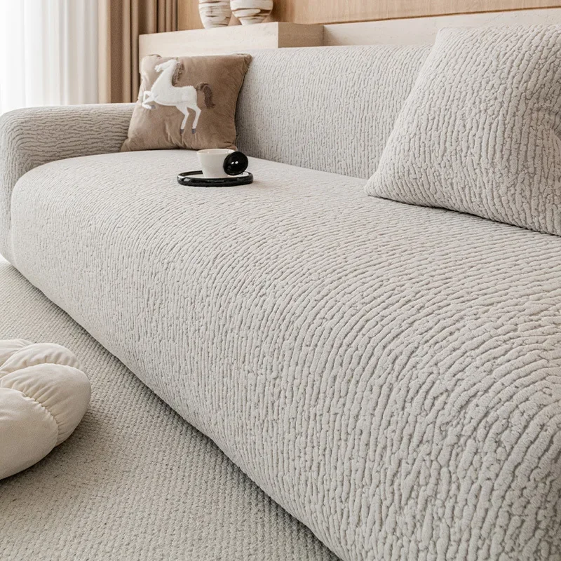 1/2/3/4 Seater Stretch Jacquard Sofa Cover Elastic Slipcover Full Wrap Sofa Protector Pet Anti-Scratch Dust Proof Full-Cover