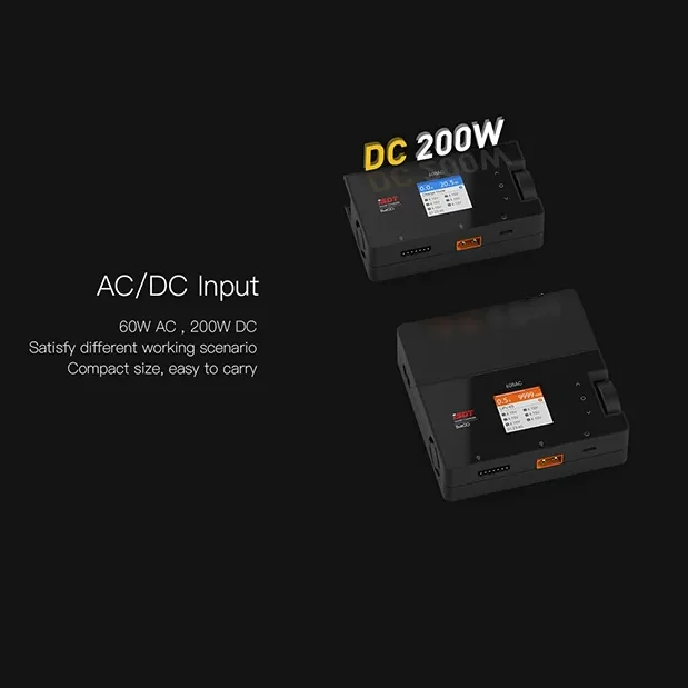 ISDT Smart Charger 608AC 8A AC 50W DC 200W Dual Mode Design Balance Discharger BattGo Smart Battery/Detachable Power Supply