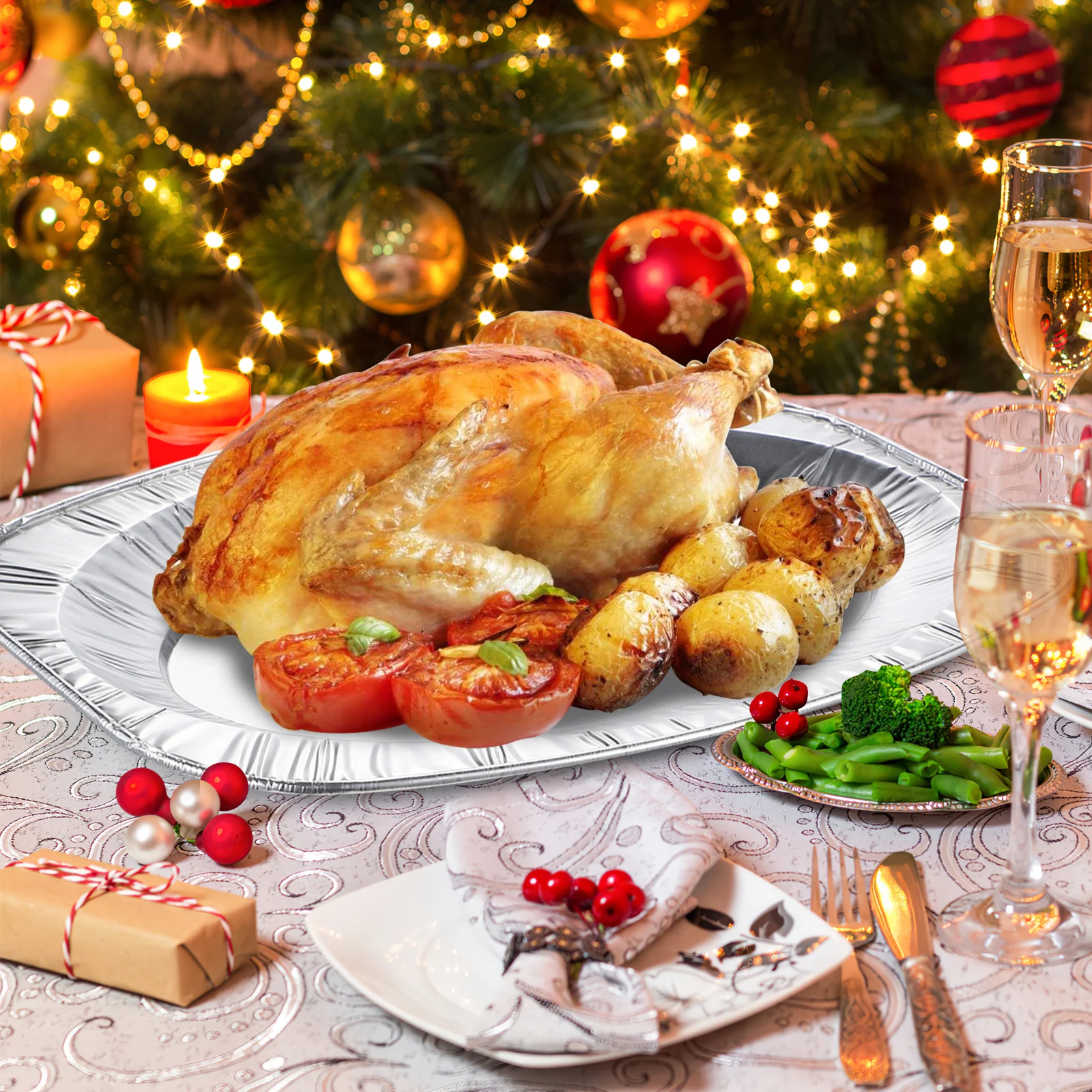 

30 pcs Aluminum Foil Pans Disposable Tableware For Baking Grilling Serving Bbq Catering Parties Banquet Meal Prep Containers