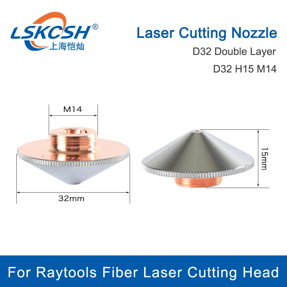 LSKCSH Raytools Laser Nozzle Single Layer /Double Layers  Dia.32mm Caliber 0.8 - 5.0mm for Raytools Fiber  Laser conusmables