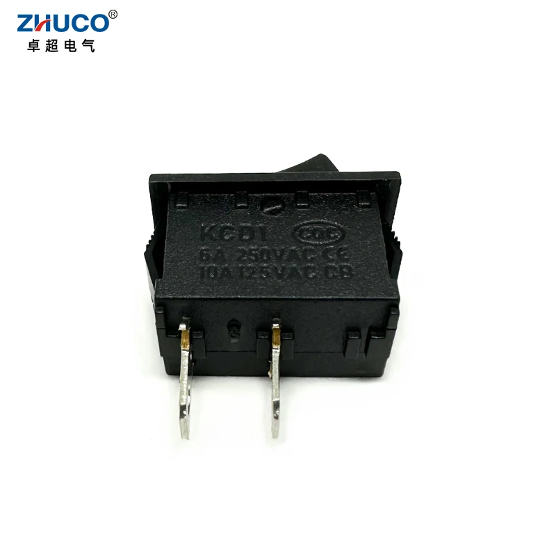 1PC KCD1-101-2P-B ON-OFF 2 Pins SPST Snap-in Black Mini Power Rocker Switch 6A/250VAC 21X15mm Panel Size 13x19 Mounted