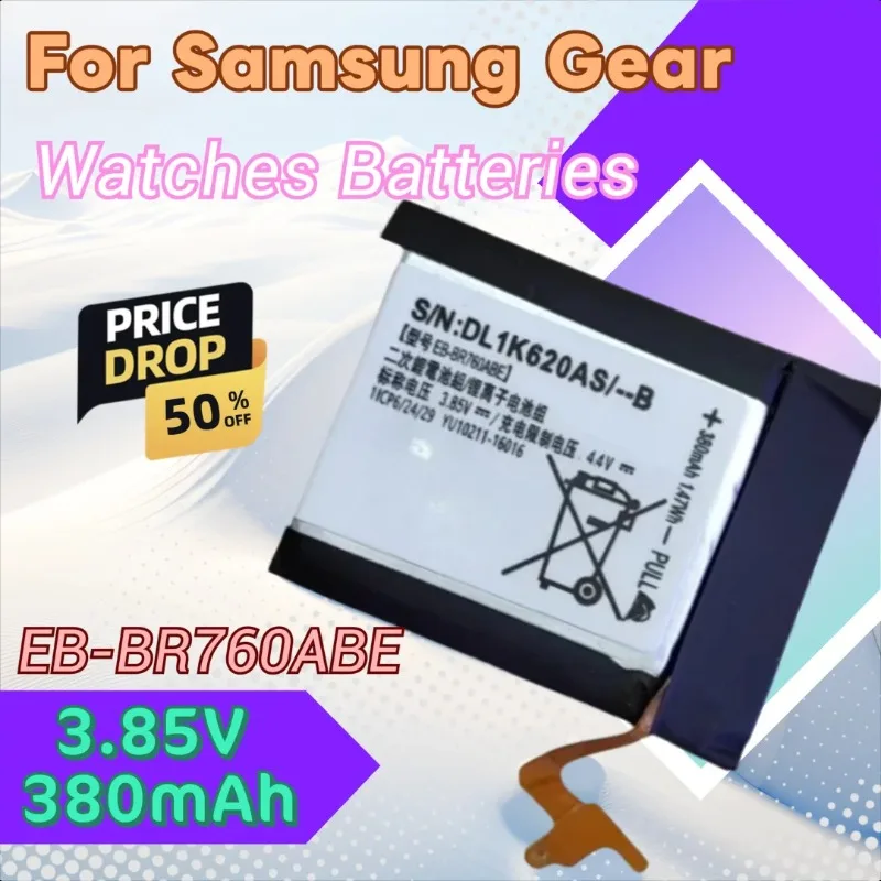 

New EB-BR760ABE 3.85V Watch Battery for Samsung Gear S3 Frontier S3 Classic SM-R760 SM-R770 EB-BR760A SM-R765 SM-R765S