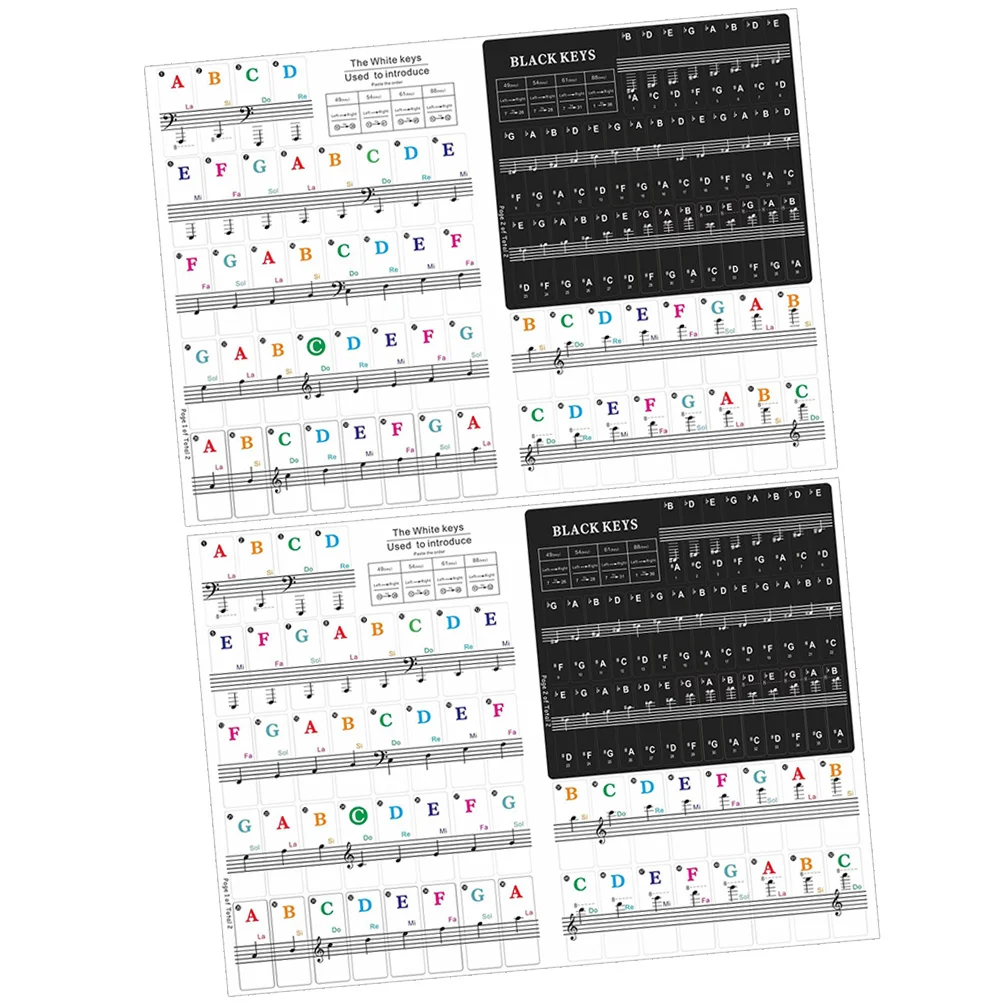 

2 set Piano Keyboard Stickers 88 61 54 49 Keys Waterproof Wear-Resistant No Residue Easy Apply Remove Long-Lasting Labels For
