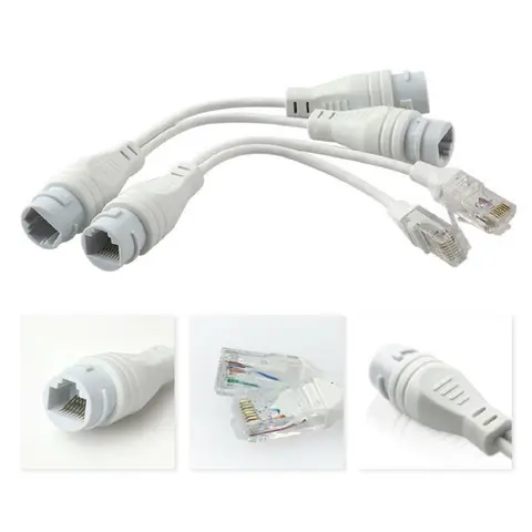 1 to 2 RJ45 Ethernet Splitter Adapter 2 Pack Waterproof Network Connector for Cat5 Cat6 Cable LAN Dual Port Share Internet