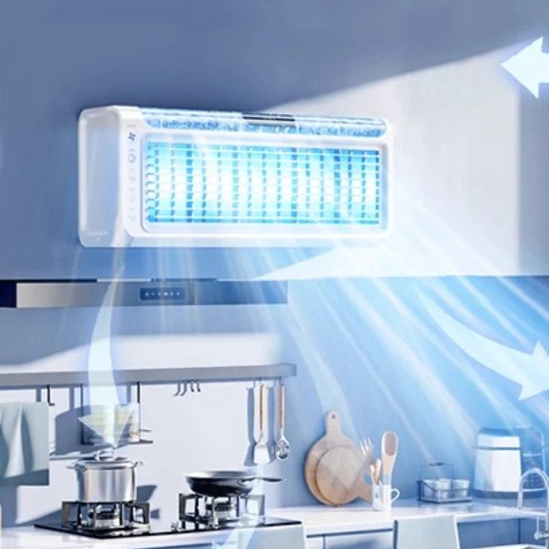 

Wall-Mounted USB Bathroom Fan‌ No Drilling Installation Negative Ion Purification Waterfall Airflow for Kitchen Quiet Cooling