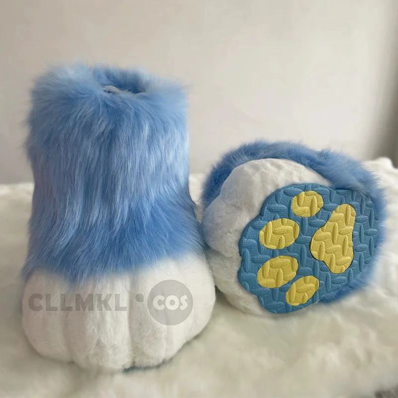 Fofo kig fursuit cosplay pata sapatos peludo fursuit cosplay rubbit botas de gato bonito animal mangá festa cos traje desempenho prop