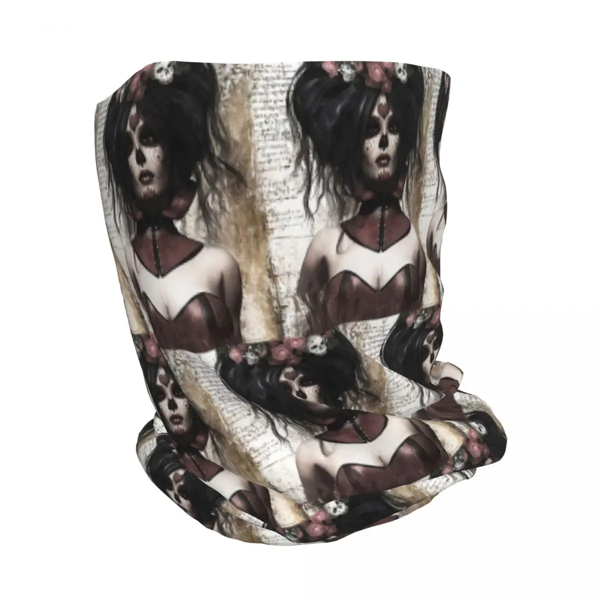 Mexican Catrina Girl Day Of The Dead Bandana Neck Gaiter Mask Scarf Multi-use Balaclava Beanies Hat for Men Women Breathable