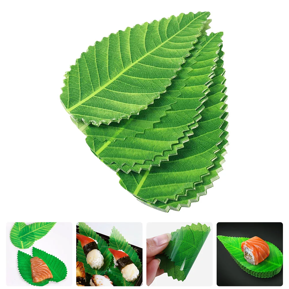 200 Pcs Sushi Photography Props Decorative Leaf Bedding Sashimi Plate Decors Japanese Food Mat Pp Hotel Decoration