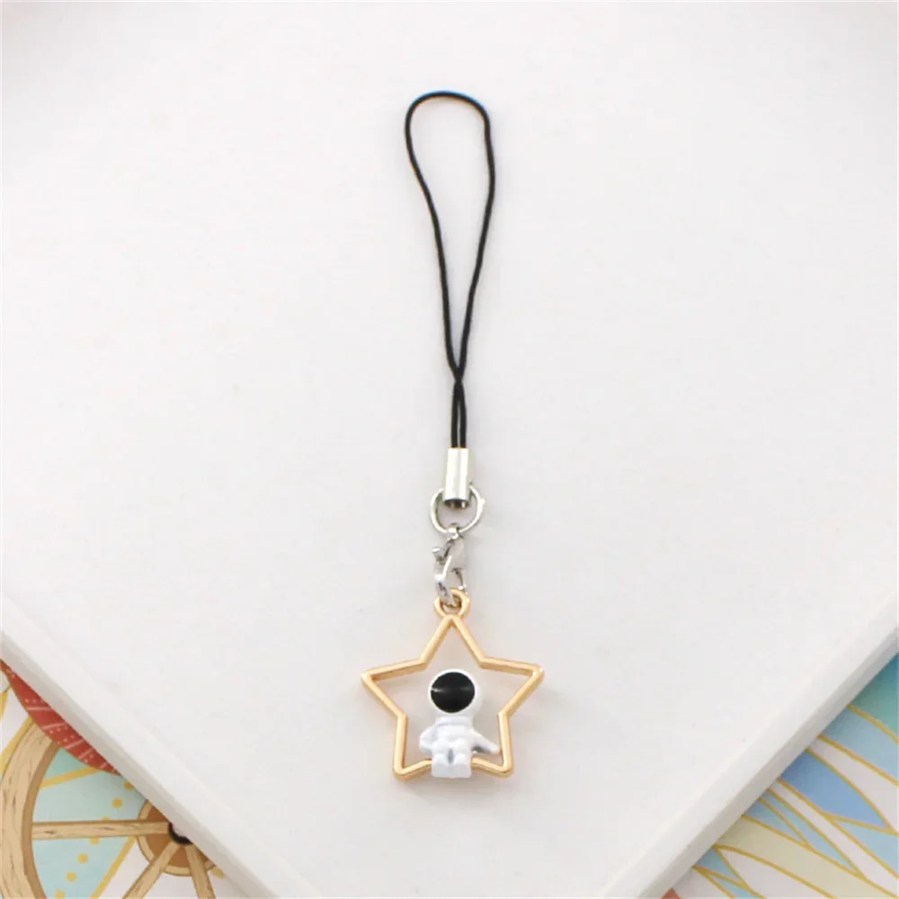 New Design 1 Piece Fashion Stars Moon Astronaut Mobile Phone Charms Cute Keychain Lanyard for Keys Smartphone Strap