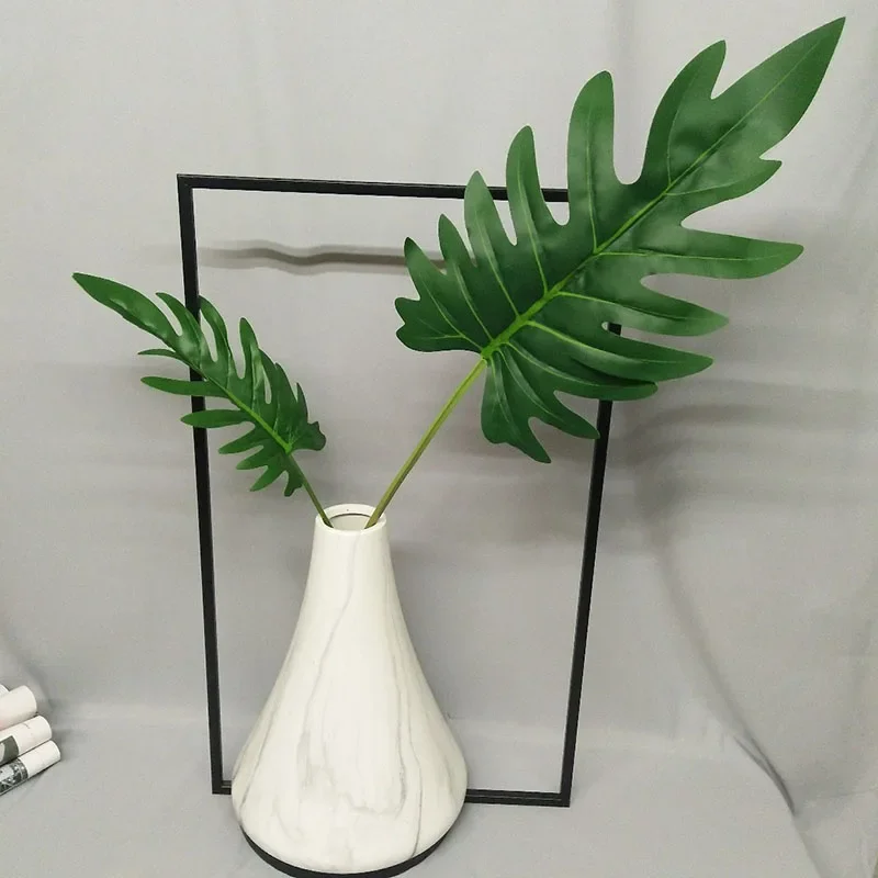 32 "große Gefälschte Pflanzen Tropical Monstera Künstliche Palme Kunststoff Blatt Wasser Anlage für Büro Schreibtisch Home Garten Grün decor – Detail 33