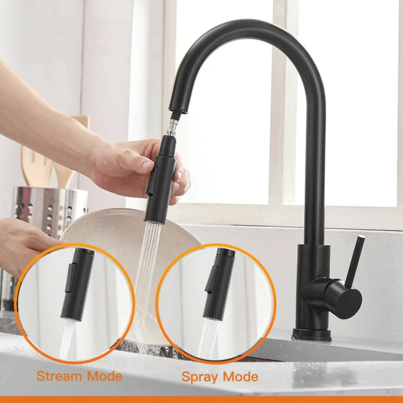 

304 stainless steel intelligent touch kitchen sink faucet with pull-out nozzle stainless steel touch faucet