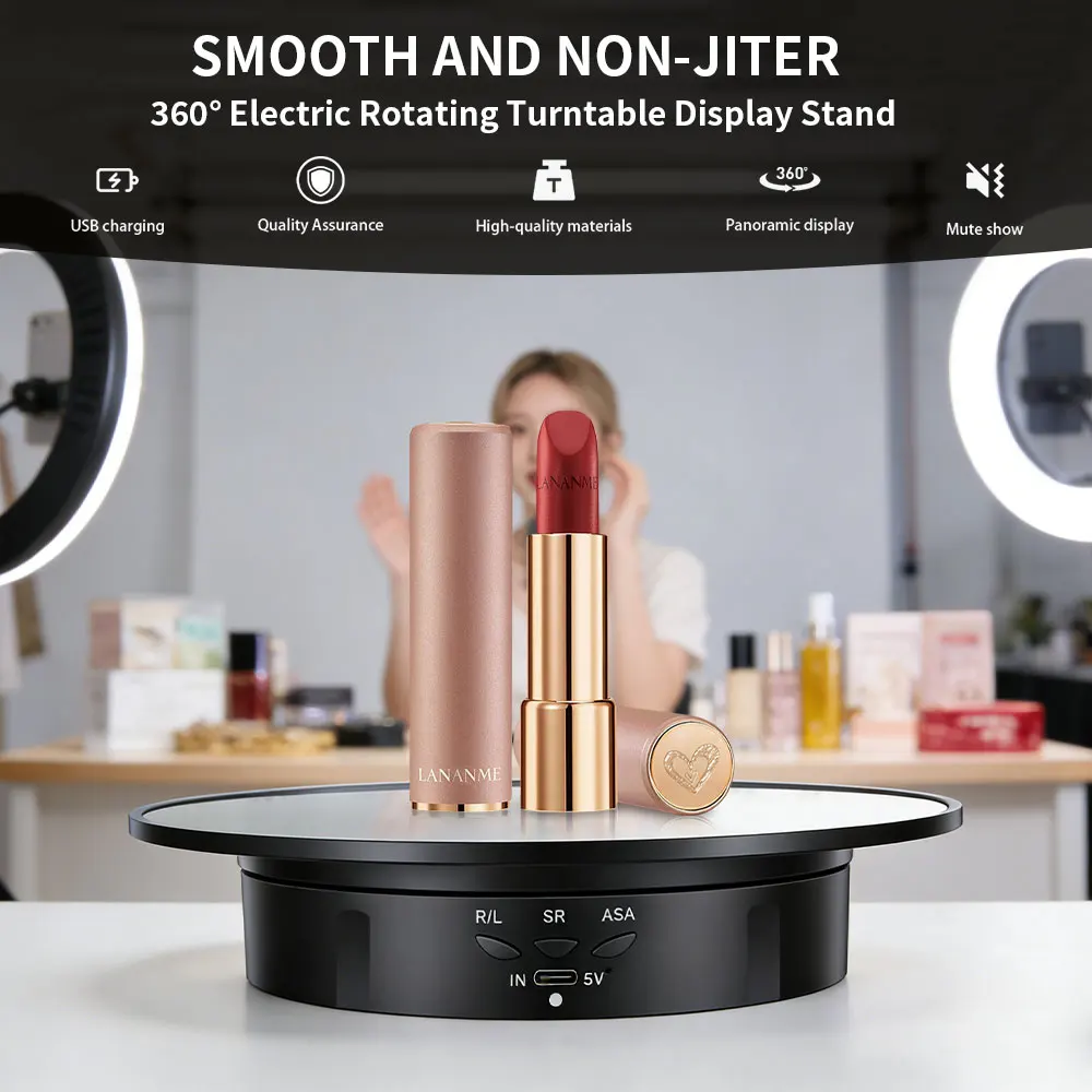 

Моторизованная вращающаяся подставка для демонстрации товаров, поворотный стол на 360 градусов, держатель для ювелирных изделий, питание от USB, вращение для съемки, три скорости