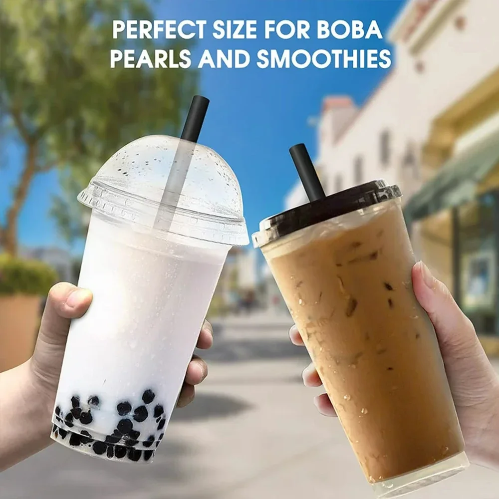 50/100/400Pcs Large Bubble Tea Straw Black Drinking Straws Big Milkshake Straws MilkTea Straws Party Wedding Bar Home Accessory