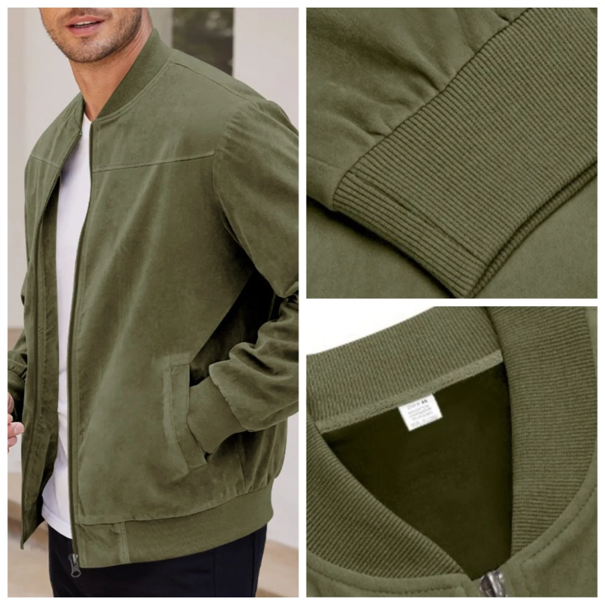 

Jacket man 2026 casual coat autumn suede solid color men's zipper jacket casual retro long-sleeved cardigan for men