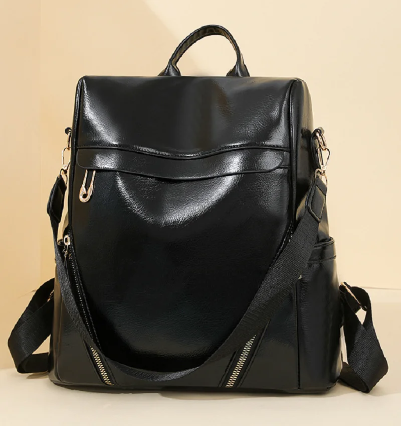 2025 New Korean Fashion Large Capacity Travel Backpacks Women's Soft Leather Anti Theft Shoulder Bags Totes Notebook School Bag