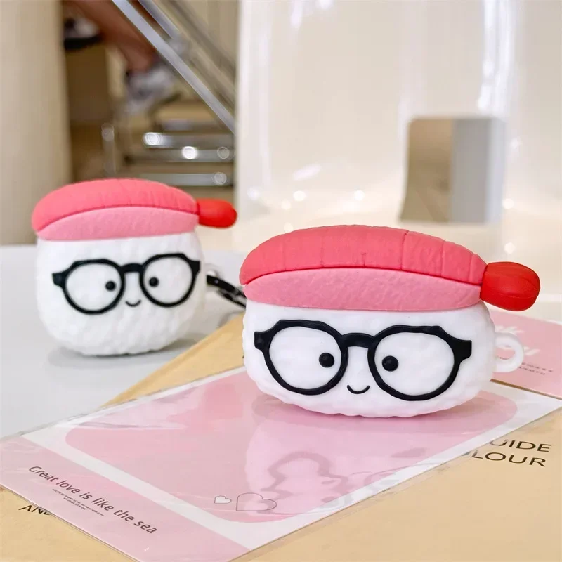 Glasses Sushi Case for AirPods 4 Airpod 1 2 3 Pro Pro2 Bluetooth Earbuds Charging Box Protective Earphone Case Cover