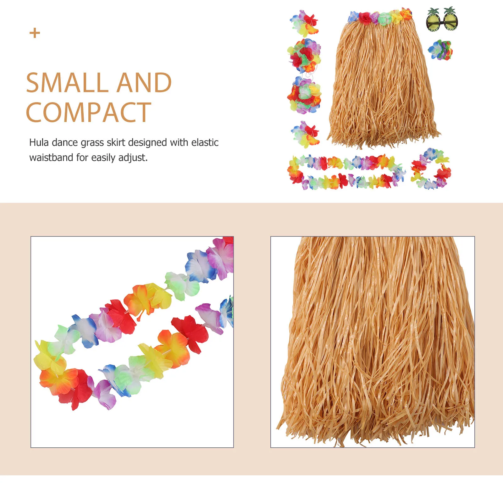 8 قطعة هاواي حولا العشب تنورة مجموعة مطاطا حزام زهرة أساور عقال البرازيلي مشبك شعر نظارات الاستوائية حولا الرقص الطرف #1