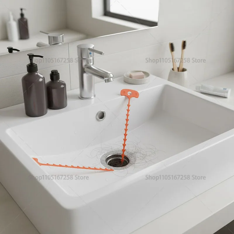 أداة ثعبان الشعر المطبوعة ثلاثية الأبعاد القابلة لإعادة الاستخدام لمجموعة تنظيف أنابيب الصرف الصحي لحوض الاستحمام، أداة تنظيف المنزل لمنع انسدادها