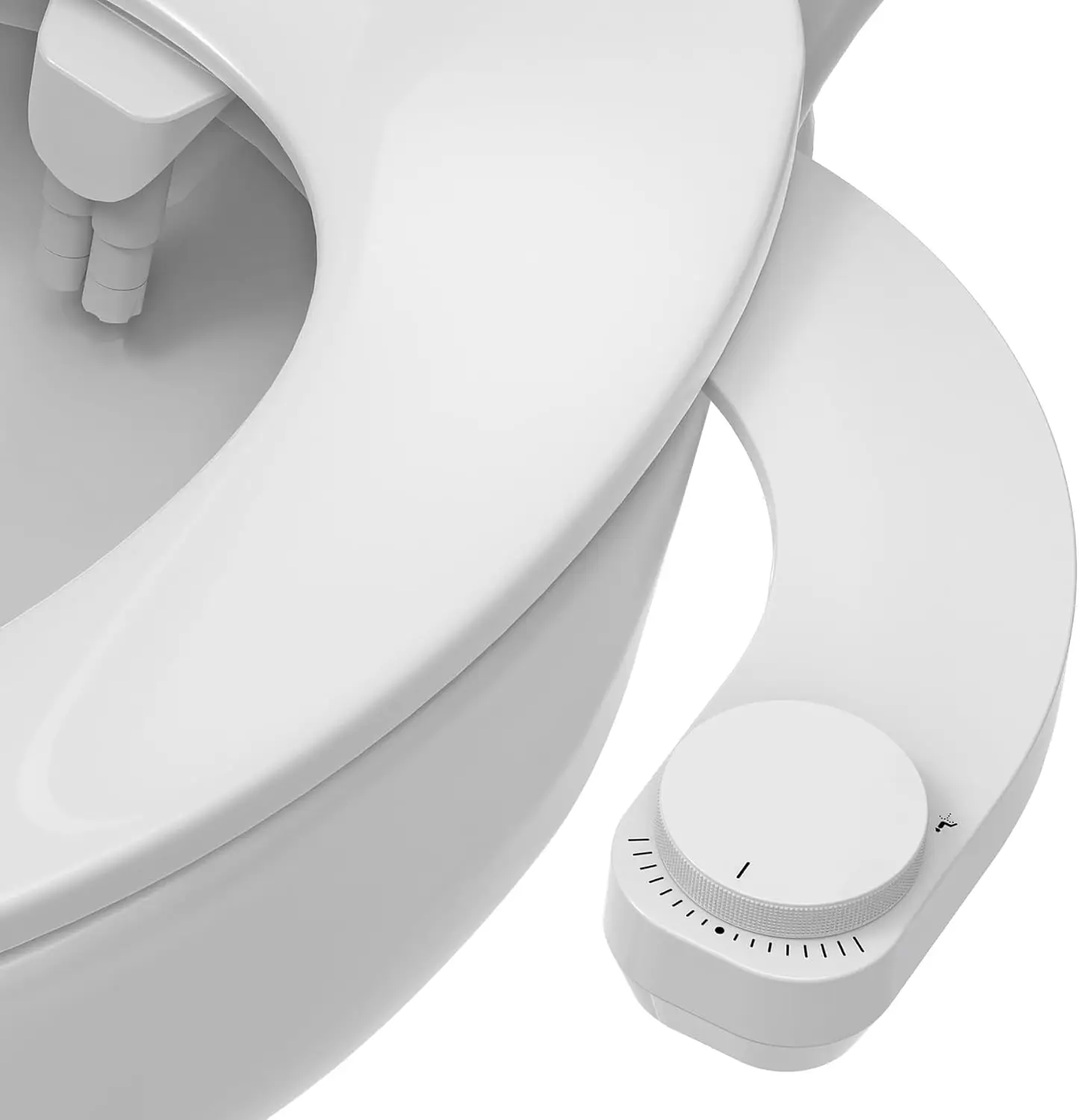 

Left Handed Bidet - WITHLENT Ultra-Slim Non-Electric Dual Nozzle, Adjustable Water Pressure, Easy Install (White)