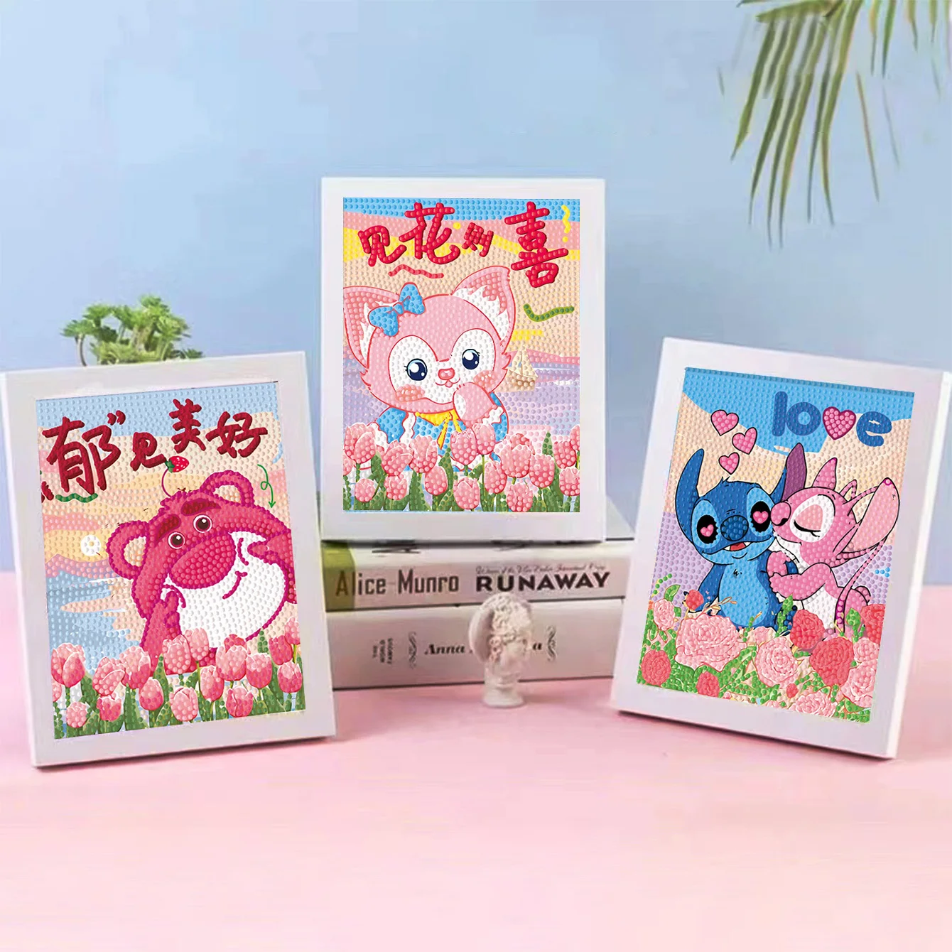 

Sanrio Cute Cartoon Stitch Crystal Diamond Frame Decorative Painting DIY Cross Embroidery Kit Best Couple Birthday Gift