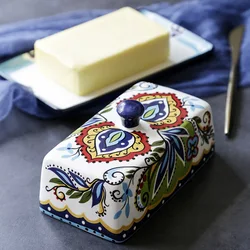 Bohemian Style Cheese Storage Case Butter Keep Fresh Box with Lid Butter Dish Multipurpose Home Kitchen Food Container Tableware