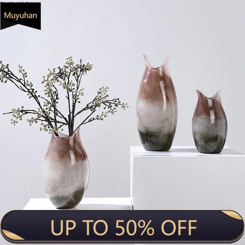 Color Gradient Irregular Glass Vase Hydroponic Plant Pots Table Decoration Flowers Arrangement Floral Vases Room Aesthetic Decor