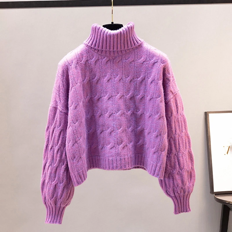 เสื้อไหมพรมคอสูงสำหรับผู้หญิง สไตล์ลำลอง ใส่สบาย เหมาะสำหรับใส่เป็นเสื้อตัวใน หรือใส่เป็นเสื้อคลุม ให้ความอบอุ่น แขนยาว สำหรับฤดูใบไม้ร่วงและฤดูหนาว สินค้ามาใหม่