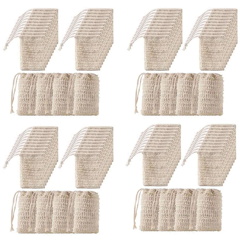 

200Pcs Shower Bath Sisal Soap Bag Natural Sisal Soap Bag Exfoliating Soap Saver Pouch Holder