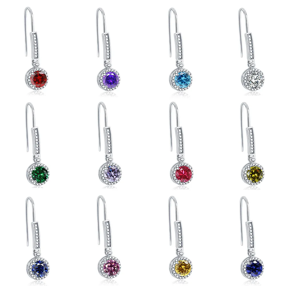 

Fashion Earrings S925 Pure Silver Plated 18K Gold PT950 Platinum Eardrops Earrings with Gemstone Inlaid Women's Earrings