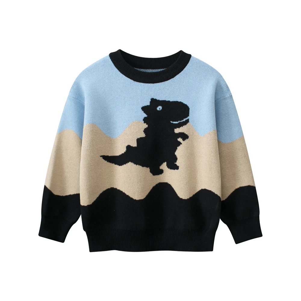 2024 Children Sweater for Boys 100% Cotton Novelty Cute Panda Bear Dinosaurs Cartoon Kid’s knit Sweater Casual Sport Sweaters