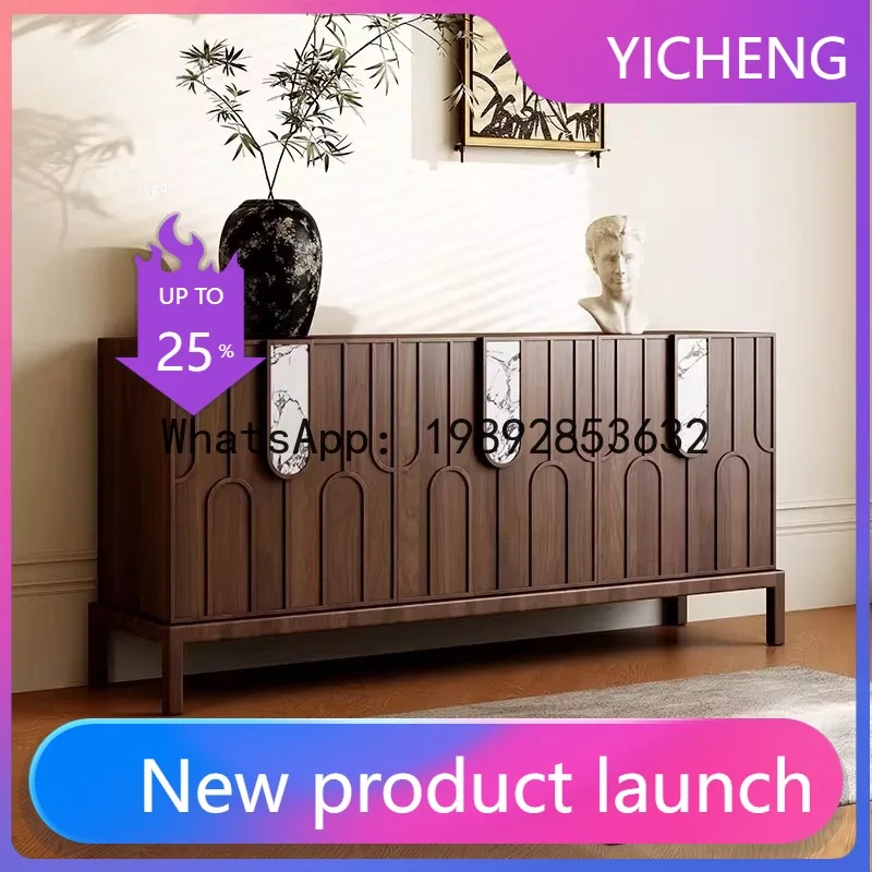 

HYS medieval solid wood porch cabinet living room retro storage cabinet decorative cabinet modern villa against the wall