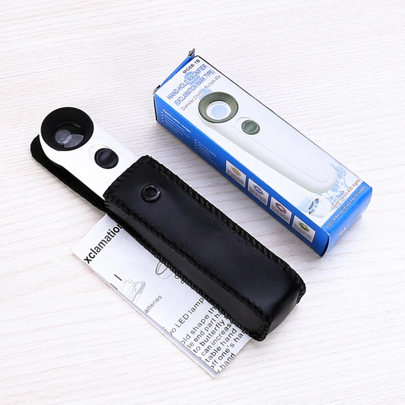 Kính lúp cầm tay Kính lúp 40X có 2 đèn LED để sửa chữa đọc sách