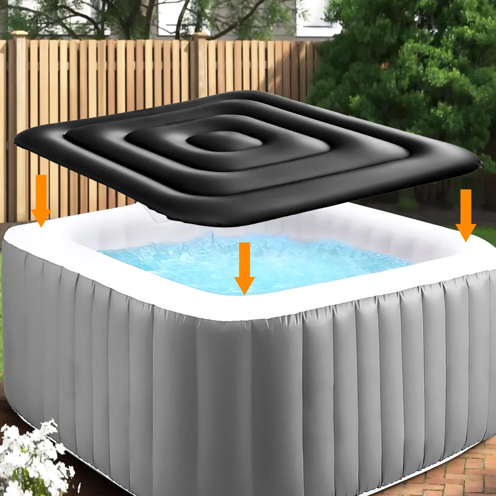 Inflatable Pool Cover for Square Bathtubs 135cm Diameter Energy Saving PVC Material with Leak for proof Valve and Water