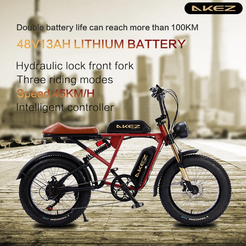 

20 Inch 500W 13/26AH Single Dual Battery Electric Retro Off-road Mountain Bike Variable Speed Snow Assisted Bicycle