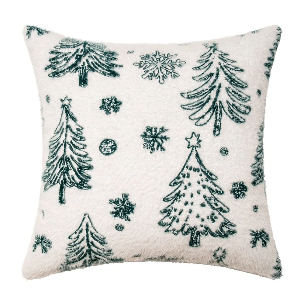 

Christmas Tree Christmas Chenille Pillowcase INS Style Green Throw Pillowcover Jacquard Red Cushion Cover Living Room/Office