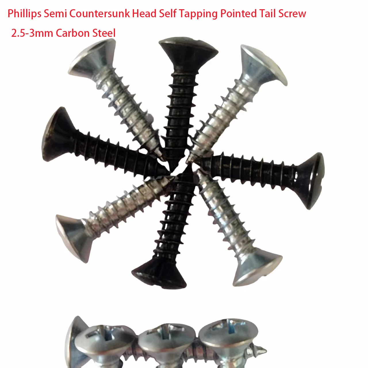Phillips Semi Countersunk Head Self Tapping Pointed Tail Screw 2.5-3mm Carbon Steel Electric Guitar Pickguard Guard Plate Screws