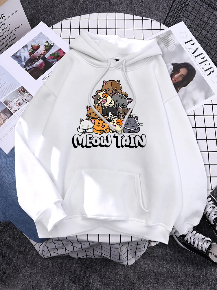 Meow Tain Kat Mountain Printing Mens Hoodie Hooded Comfortabele Sweatwears Fashion Creativiteit Truien Straat Pocket Sweatshirts