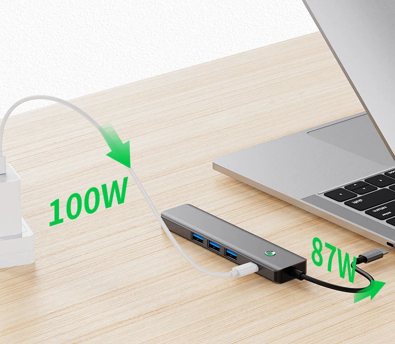 USB C Hub 5-in-1 USB C Multiport Adapter with 100W PD 4K HDMI 3 USB For Microsoft Surface Pro Surface Laptop