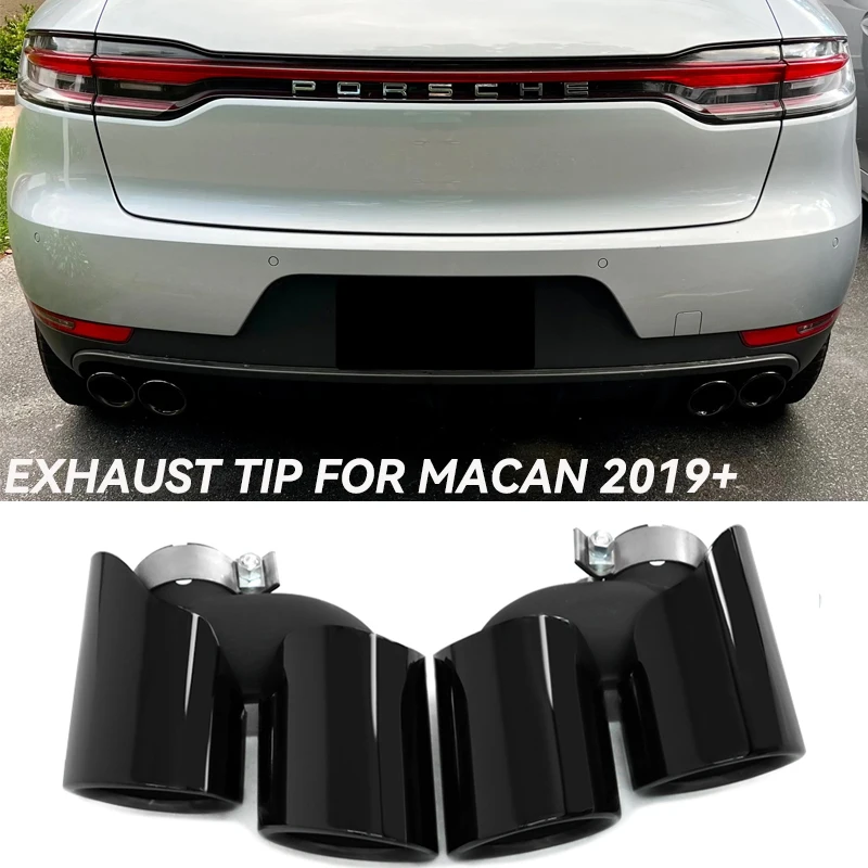 1 Pair Dual To Quad Exhaust Tips for 2019-2024 Porsche Macan Base 2.0T (Upgrade from Original Square Tailpipe)