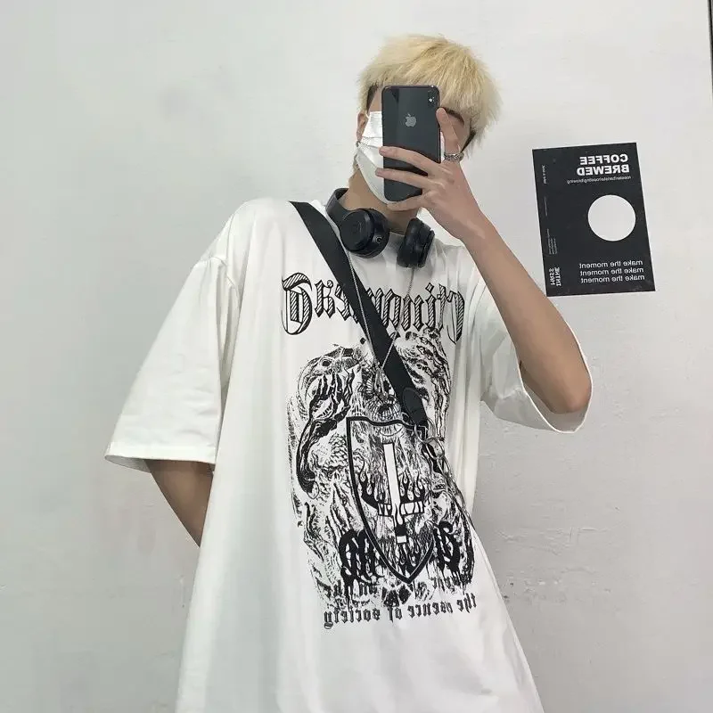 

Лето 2022, футболка унисекс с короткими рукавами в стиле ретро в стиле хип-хоп, топ Y2k с буквенным принтом, идеально подходит для пар, повседневные футболки