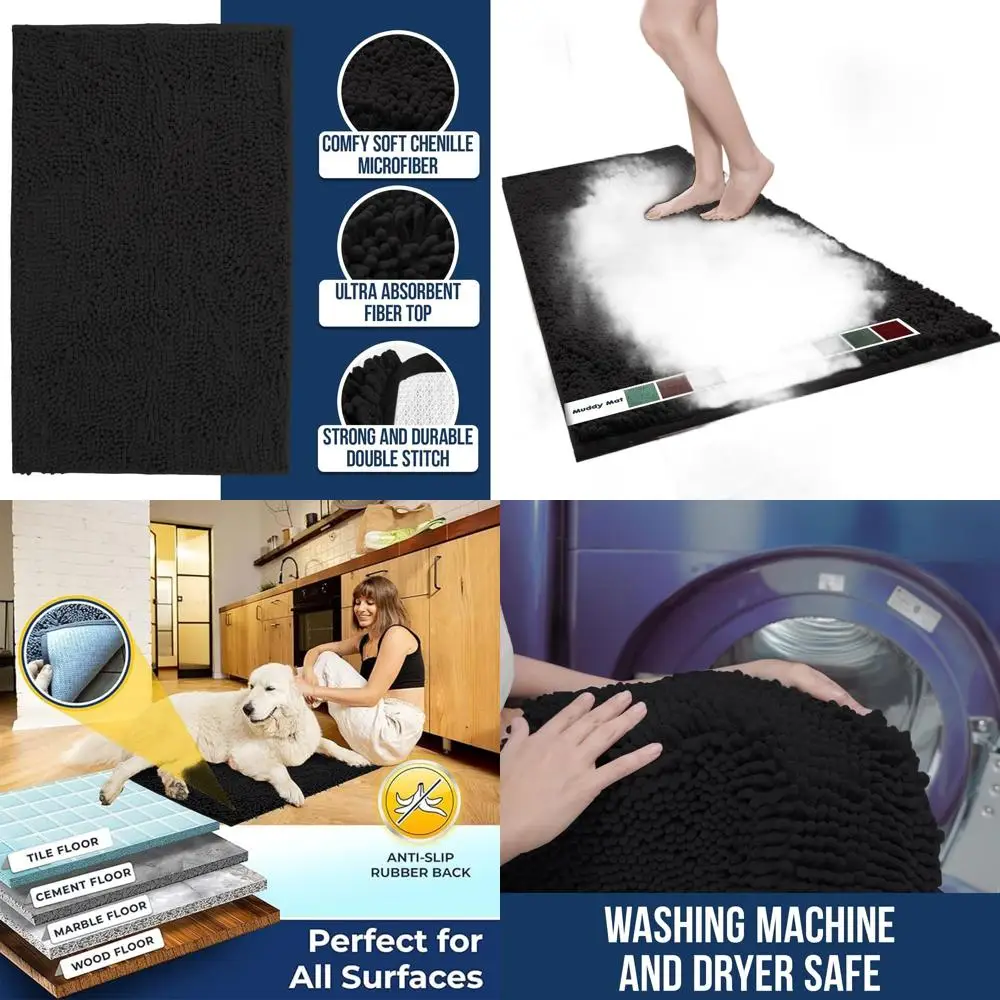 

Быстросохнущие коврики для ванной из синели из микрофибры, нескользящие, толстые и впитывающие, размер XL 59x35